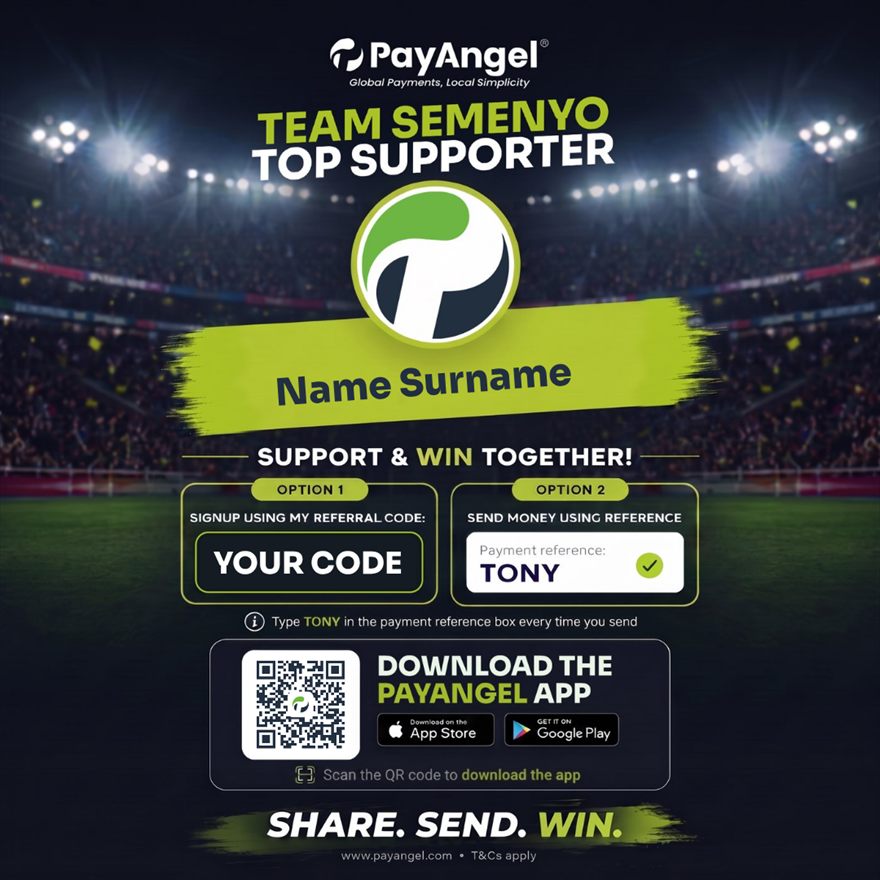 Square format Team Semenyo supporter card, sized for social feeds.