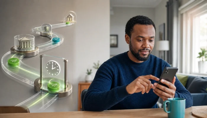 A diaspora sender checking international money transfer reliability and delivery status on a phone